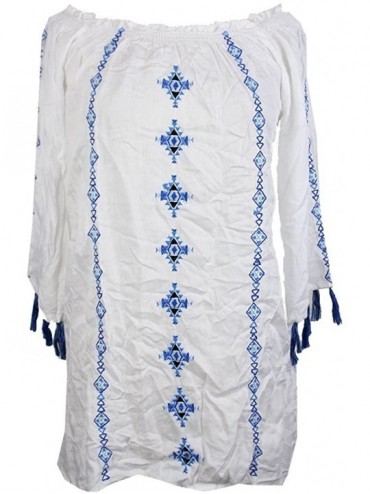 Cover-Ups Womens Embroidered Off-The-Shoulder Dress Swim Cover-Up White M - C0183NMDKU2 $24.46