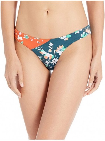 Tankinis Women's Flirt Reversible Cheeky Cut Bikini Bottom Swimsuit - Wildflower Portrait Green Flower - C118R7SXCU4 $97.55