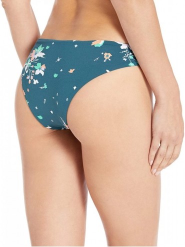 Tankinis Women's Flirt Reversible Cheeky Cut Bikini Bottom Swimsuit - Wildflower Portrait Green Flower - C118R7SXCU4 $37.87