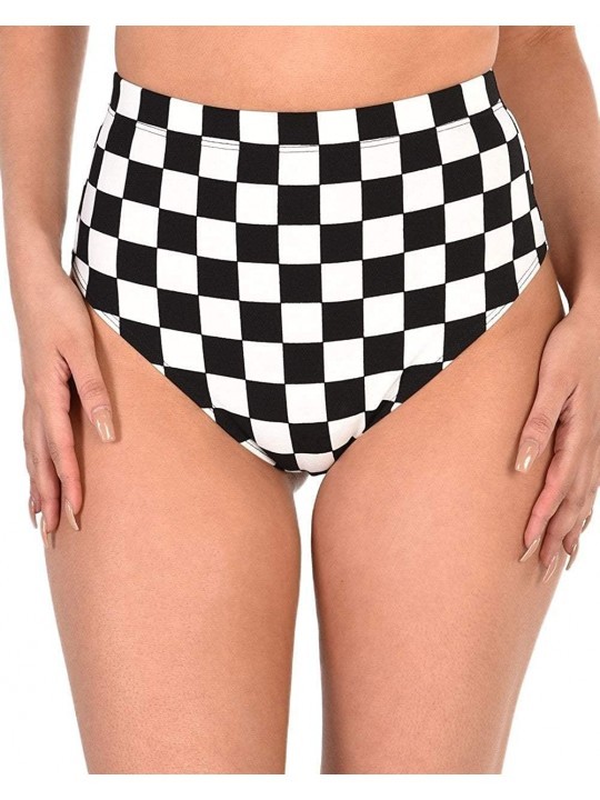 Tankinis Women's High Waisted Checkered Print Rave Booty Shorts - Check on It - CN18QHH2N8R $20.07