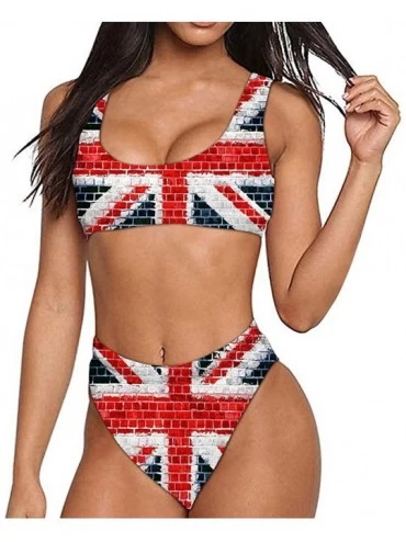 Sets Art Flag Bikini Sets One/Two Piece Swimsuit Bathing Suit Sport Swimwear Beachwear for Girl Women - British Flag - CK18RX...