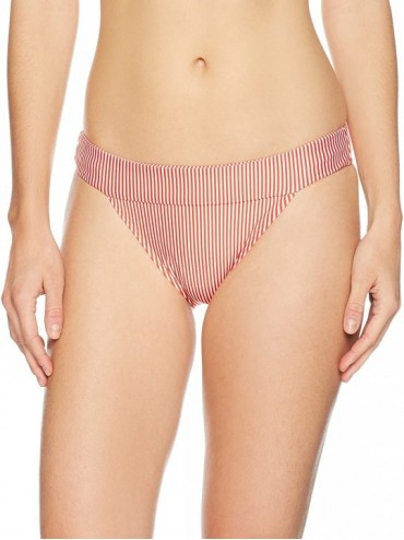 Bottoms Women's Swimwear Castaway Banded Bikini Bottom - Red Stripe - C6187K26W7L $32.53