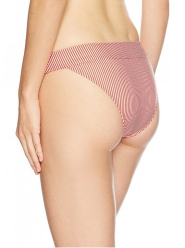 Bottoms Women's Swimwear Castaway Banded Bikini Bottom - Red Stripe - C6187K26W7L $13.63