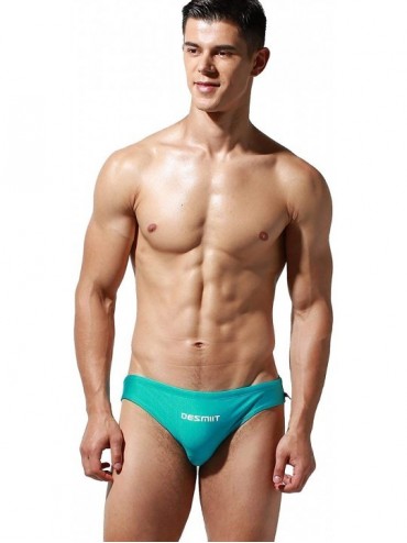 Briefs Mens Super Low Rise Sexy Shiny Bikini Brief Swimwear - S3933 Aqua - C118SYDZNOR $44.67