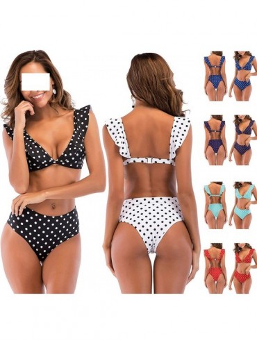 Sets Floral Halter Swimsuit Sexy Bikini Women Ruffled Triangle Swimwear V Neck Bathing Suit Beachwear Backless Multicolor 5 -...