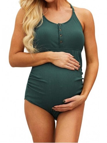 Racing Maternity Swimsuit Women's Pregnancy Siamese Tankinis Swim Swimsuit - Green - CH199TUWOZY $57.49
