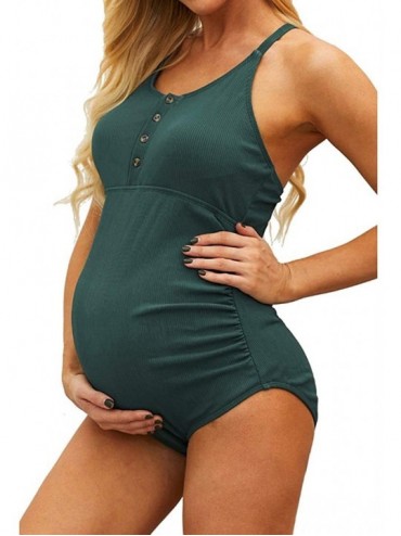 Racing Maternity Swimsuit Women's Pregnancy Siamese Tankinis Swim Swimsuit - Green - CH199TUWOZY $29.93