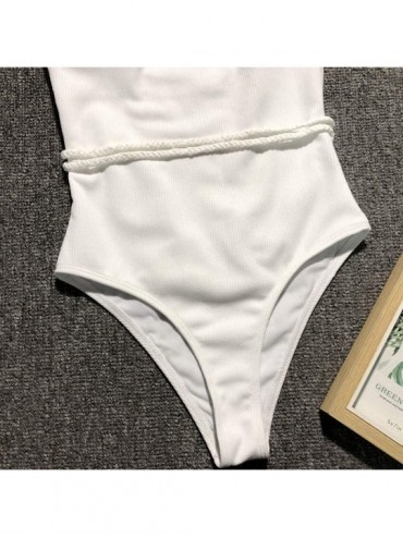 One-Pieces Women's Bandage Padded Push up One Piece Swimsuits Tummy Control Bathing Suits Bikini Beachwear - White - CI18QZYX...