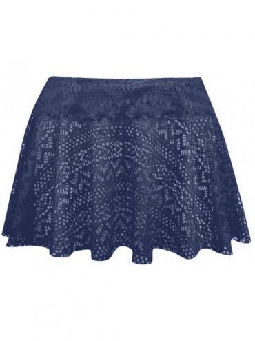 Tankinis Skort Swimsuits for Women- Lace Crochet Skirted Bikini Bottom Swimsuit Short Skort Swimdress Swim Skirt - Navy - CW1...