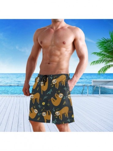Board Shorts Hawaiian Men's Summer Beach Shorts Swim Trunks Sports Running Bathing Suits with Mesh Lining - Cute Sloth - CO19...