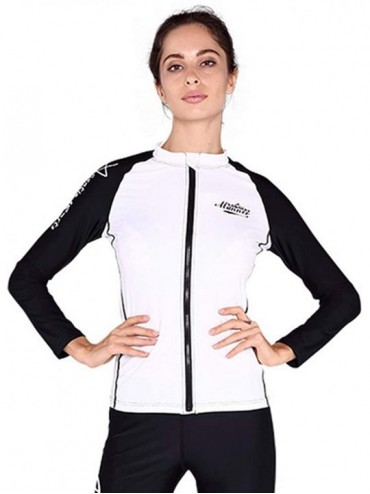 Racing Women's Long Sleeve Sun Protection Wetsuit Two Piece Sports Swimsuit - Top White - CB18XIHL57W $30.20