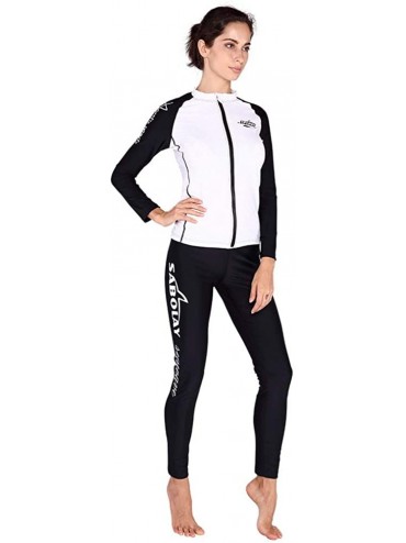 Racing Women's Long Sleeve Sun Protection Wetsuit Two Piece Sports Swimsuit - Top White - CB18XIHL57W $30.20