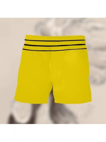 Trunks Men Child Summer Holiday Beachwear Casual Drawstring Printed Beach Work Trouser Shorts Pants - Adult-yellow02 - C619DI...