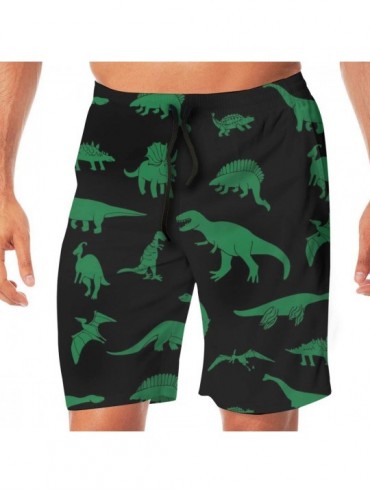 Trunks Men's Quick Dry Printed Short Swim Trunks 2 Pockets No Mesh Lining Swimwear - Green Dinosaur - C1190SI66UN $22.15