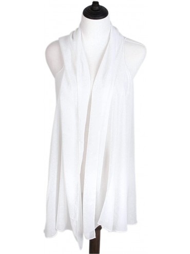 Cover-Ups Multi Use Solid Color Chiffon Kimono Scarf Wrap Vest Beach Cover Up - Off White - CM12JFA92OB $21.72
