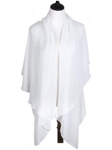 Cover-Ups Multi Use Solid Color Chiffon Kimono Scarf Wrap Vest Beach Cover Up - Off White - CM12JFA92OB $9.31