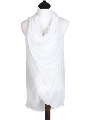 Cover-Ups Multi Use Solid Color Chiffon Kimono Scarf Wrap Vest Beach Cover Up - Off White - CM12JFA92OB $9.31