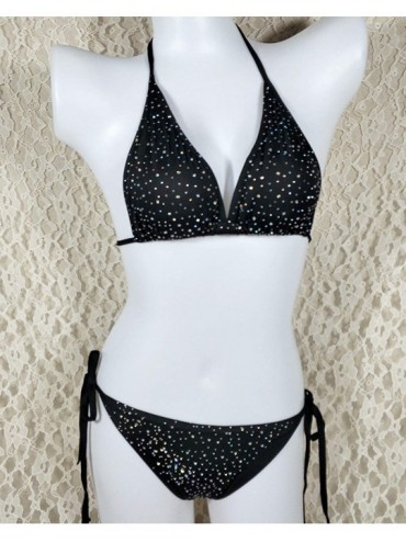 Sets Women's Sparkle Glitter Rhinestone Bra Bandage Bikini Set Triangle Swimwear Bathing Suit Clubwear - Black - CK195W32MWM ...