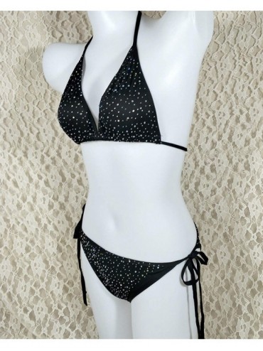 Sets Women's Sparkle Glitter Rhinestone Bra Bandage Bikini Set Triangle Swimwear Bathing Suit Clubwear - Black - CK195W32MWM ...