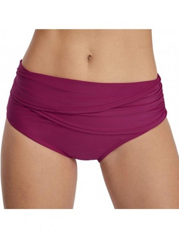 Tankinis Women Swim Shorts Bikini Swimwear Ladies Swimming Pants Bathing Suit Bottoms - 30-rose Red - CE18LD377M8 $43.44