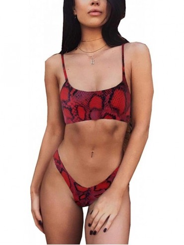Sets Womens Sexy Thong Soft Padded Bikini Set Two Piece Swimsuits - Leopard 3 - C718Q2L803X $32.16