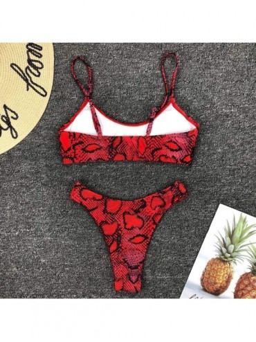 Sets Womens Sexy Thong Soft Padded Bikini Set Two Piece Swimsuits - Leopard 3 - C718Q2L803X $18.01
