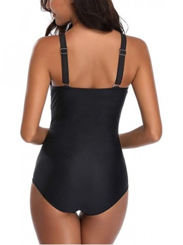 Sets Swimwear for Womens- Summer Beach Siamese Set Push-Up Stripe Beachwear Tankini Bikini - Black - CN18R3T73AQ $12.96