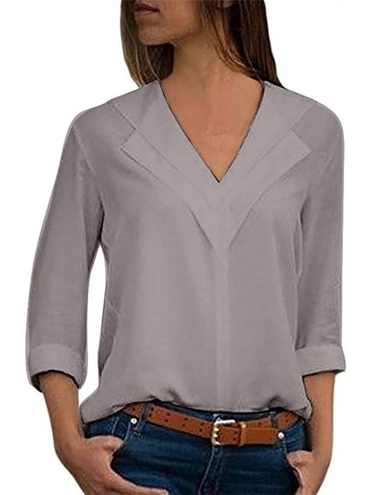Racing Blouse For Women Loose Print Button Blouse Pullover Tops Shirt - 6 - Gray - C218RQ6N702 $13.44