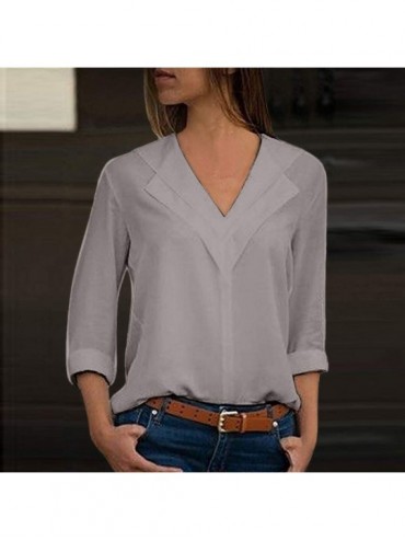 Racing Blouse For Women Loose Print Button Blouse Pullover Tops Shirt - 6 - Gray - C218RQ6N702 $13.44