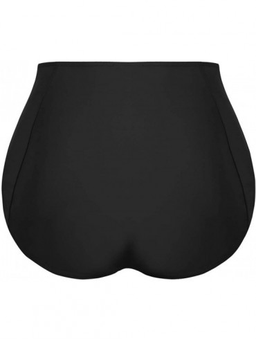 Tankinis Women's High Waist Bikini Bottom Tummy Control Ruched Plus Size Tankini Swim Bottom Brief - Black - CU18NDAN9O3 $24.83