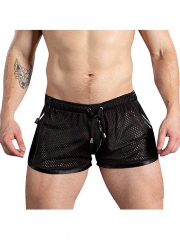Rash Guards Men's swim trunks Quick Dry Telecontrol Beachwear Sports Shorts Beach Pants - Black - C0194XNC624 $10.18