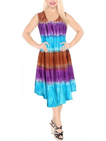 Cover-Ups Women's Beach Dress Tunic Top T-Shirt Swing Dress Kaftan Hand Tie Dye A - Spooky Red_h648 - CD126CDJY1L $16.69