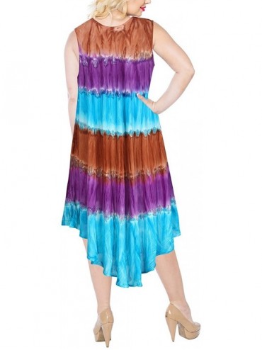 Cover-Ups Women's Beach Dress Tunic Top T-Shirt Swing Dress Kaftan Hand Tie Dye A - Spooky Red_h648 - CD126CDJY1L $16.69