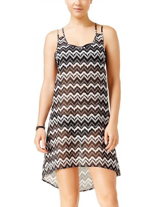 Cover-Ups Women's Chevron Print Strappy Back Swimsuit Cover Up Dress - C8182XWU0N5 $26.00