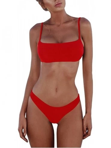 Sets Padded Push up Brazilian Thong Bikini Sets 2020 Swimsuits for Women - Red - CV18CEHCYZH $36.91