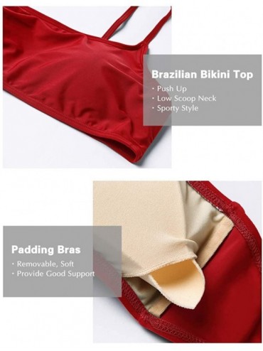 Sets Padded Push up Brazilian Thong Bikini Sets 2020 Swimsuits for Women - Red - CV18CEHCYZH $14.86