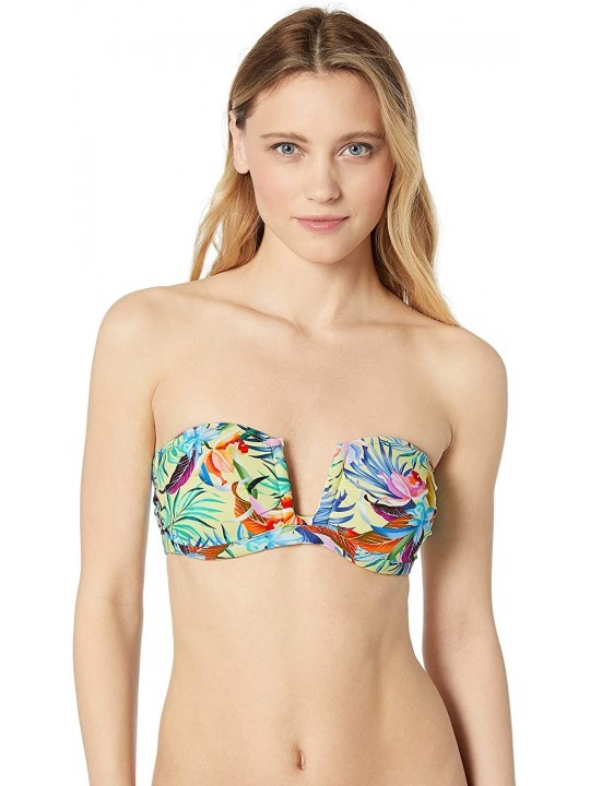 Tops Women's Passion Flower Bandeau Bikini Top - Multi - C118HTQDCQK $23.85