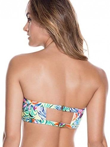 Tops Women's Passion Flower Bandeau Bikini Top - Multi - C118HTQDCQK $23.85