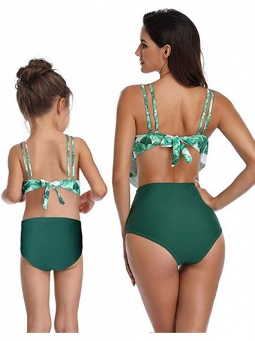 Sets Girls Two Pieces Swimsuit for Women High Waisted Bikini Set Mommy and Me Bathing Suits Family Matching Swimwear Green - ...