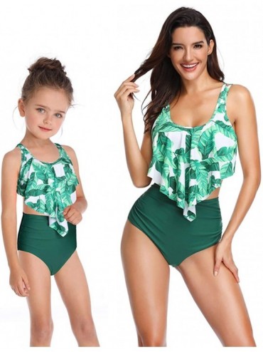 Sets Girls Two Pieces Swimsuit for Women High Waisted Bikini Set Mommy and Me Bathing Suits Family Matching Swimwear Green - ...