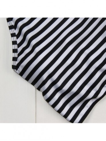 Sets Vintage Stripe Top Dot Printing High-Waisted Swimsuit Halter Bikini Set Padded Bathing Suit Swimwear - Yellow - CG18C753...