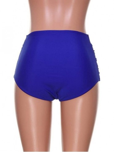 Tankinis High Waisted Bikini Bottoms Tummy Control Swim Shorts Ruched Bikini Tankini Swimsuit Briefs Chaofanjiancai Blue - C3...