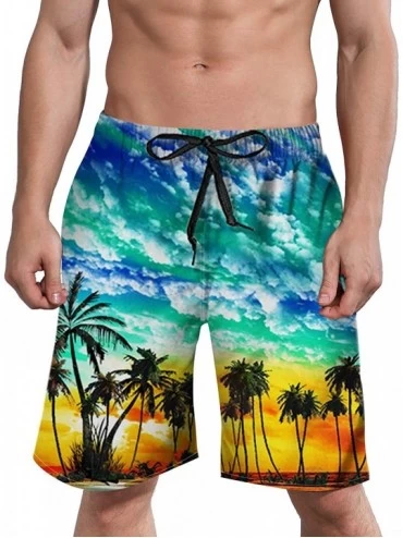 Trunks Mens 3D Swim Trunks Quick Dry Summer Underwear Surf Beach Shorts Elastic Waist with Pocket Drawstring - C-coconut-4 - ...