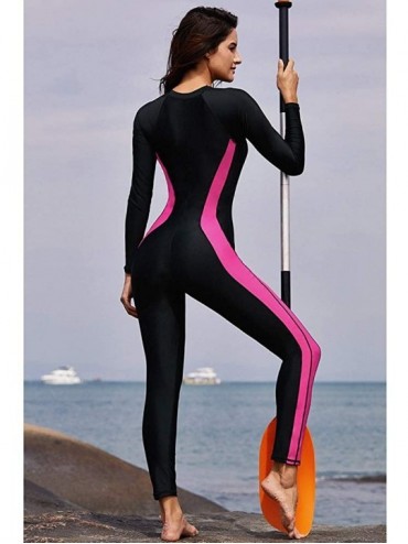 Racing Women's One Piece Rash Guard Zip Front- Full Body Swimsuit Wetsuit- Sun Protection Long Sleeve Dive Skin Surf Suit S-X...