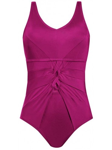 One-Pieces Women's Cyprus One-Piece Pocketed Mastectomy Swimsuit - Purple - C218Z73QNDR $78.18