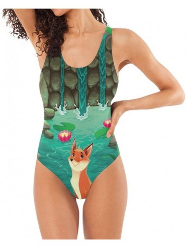 One-Pieces Fairy Tale Waterfall Fox Swimwear Monokini Set for Women Lady Girls Sexy One Piece Swimsuit - C418SSL4K48 $37.51