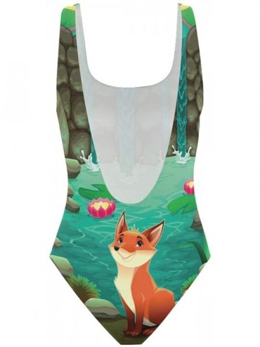 One-Pieces Fairy Tale Waterfall Fox Swimwear Monokini Set for Women Lady Girls Sexy One Piece Swimsuit - C418SSL4K48 $15.93