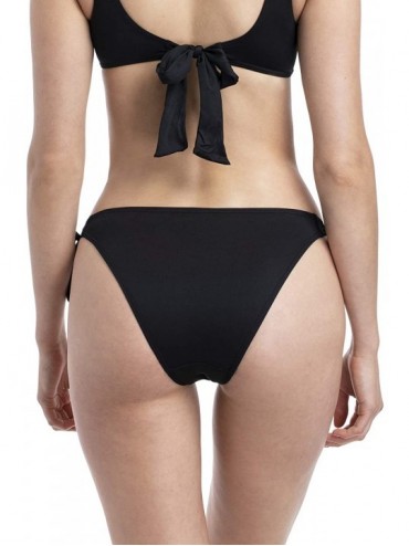 Tankinis Women's Mid-Rise Side-Ties Bikini Bottom - Black - C518TOEKIDH $12.56
