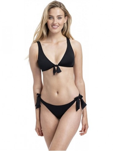 Tankinis Women's Mid-Rise Side-Ties Bikini Bottom - Black - C518TOEKIDH $12.56