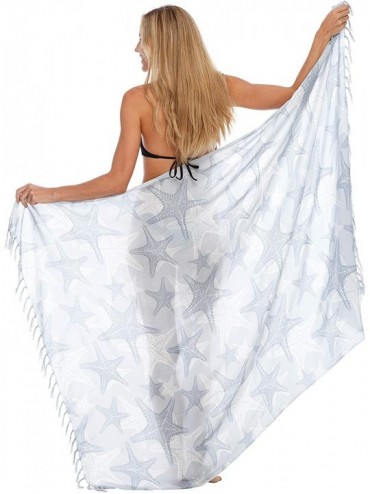 Cover-Ups Womens Beach Cover Up Sarong Swimsuit Cover-Up Pareo Coverups Print - Gray - CU193NWNCLW $17.63